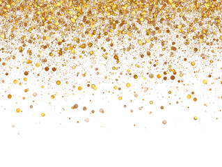 Elegant Golden Confetti Shower on Transparent Backdrop Festive Celebration Design Element with Glittering Sparkles for Luxurious Holiday Decoration and Special Events