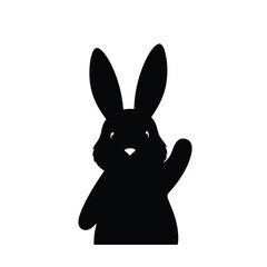 Black rabbit waving silhouette