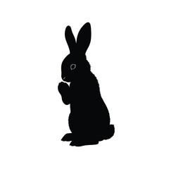 Black rabbit standing up silhouette