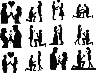 Romantic couple silhouette digital illustration