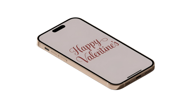 A romantic Happy Valentine's Day message displayed on a smartphone.