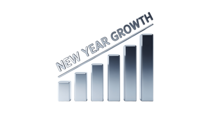 A graphic representing New Year Growth with a rising bar chart.