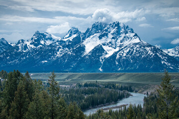 Teton range from the Snake River overlook, Grand Teton National Park