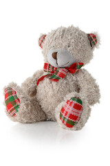 Plush teddy bear soft toy on white background