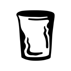 Paper cup for drinks. Vector illustration black and white, in the style of a freehand drawing, on a white isolated background
