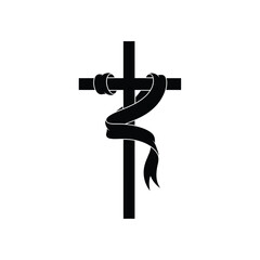 Cross with ribbon silhouette