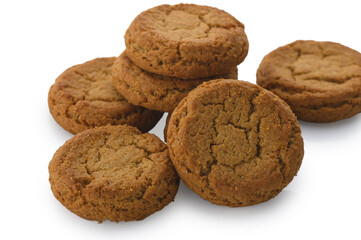 Appetizing Oatmeal Cookies on White Background