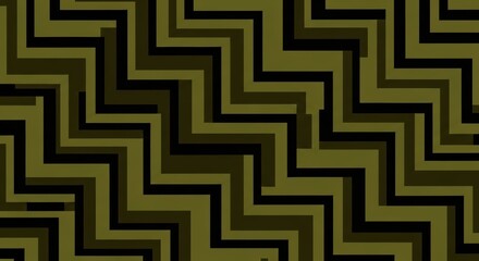 Repeating pattern composed of stacked, jagged zigzag lines in muted green and black shades