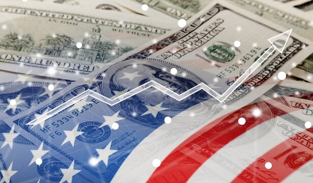 US tariff rate, business graph and banknote