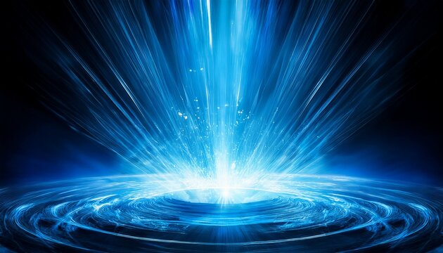 Ice Blue Light Beams Spiraling Upward From A Crystalline Energy Pool Glowing Coldly In The Darkness