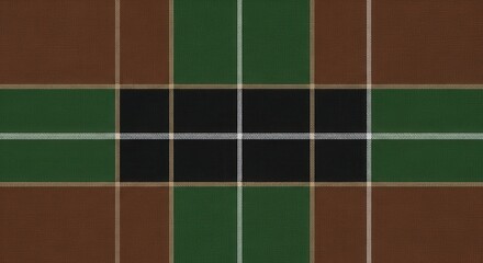 Repeating pattern composed of brown, green, black, and white intersecting lines forming squares