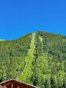 Ski Lift in the Alps of Chamonix in the Summer