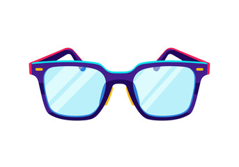 Fototapeta premium Colorful blue light glasses design with purple and teal frame 