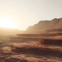 Desert sunrise lighting ancient rocky landscape high resolution picture