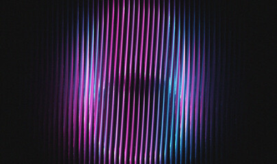 Abstract vertical neon light stripes in vibrant pink and blue gradients dark background futuristic technology wallpaper design