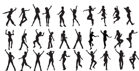 set of party women silhouettes