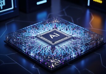 Discover cutting-edge AI technology with this sleek chip design, perfect for showcasing innovation, futuristic concepts, and advanced technological solutions for your audience