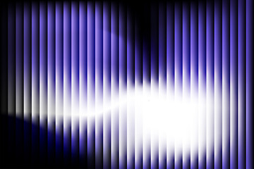 Abstract glowing white arrow shape emerging from vertical blue and purple light streaks