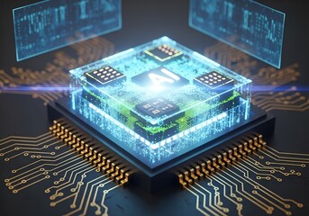 Cutting edge AI microchip design for innovative technology solutions, powering the future with advanced computing power and artificial intelligence capabilities