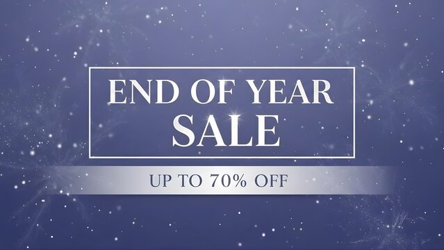 End of Year Sale Banner - Up to 70% Off on Blue Sparkle Background