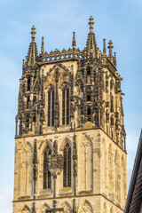 Fototapeta premium The tower is very tall and has a lot of windows in Munster Germany Liebfrauen Uberwasserkirche