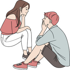 Sweet romantic cartoon couple art