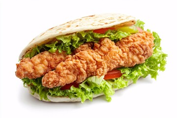 Grilled and fried chicken breast dishes with fresh green salad vegetables