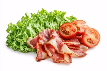 Fresh  tomatoes, green salad, and raw healthy vegetables on a white background dinner meal