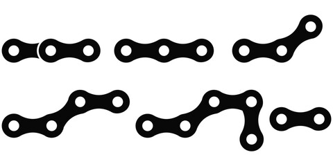 Bicycle Chain Link Icon Set &ndash; Cycling Mechanics, Speed Motion & Editable Stroke 
Vector Design