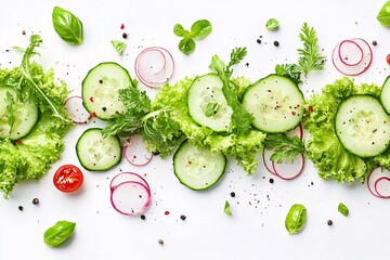 Fresh healthy vegetable salad with feta cheese in a bowl, a vibrant vegetarian appetizer