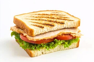 Fresh fast food meal with sandwich, cheese, and lettuce on a white plate