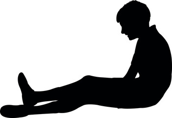 a boy sitting body silhouette vector