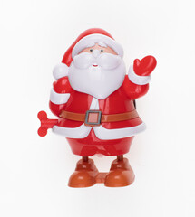 Santa Claus toy with wind-up mechanism isolated on white background