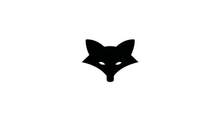 Fototapeta premium Minimalist Black Fox Head Silhouette Icon on White Background - Elegant Animal Symbol for Design and Branding