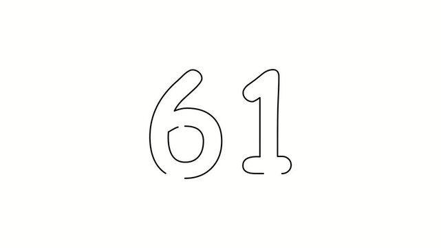 61 date, number object business. One line drawing doodle hand drawn picture. Video 4k  object illustration, minimalism hand drawn sketch design modern new