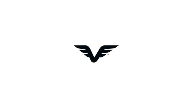 Modern minimalist black letter V with abstract wings graphic icon design. Sleek emblem symbol on white background for branding concept. - Powered by Adobe