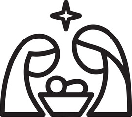 Nativity scene icon with star christmas religious