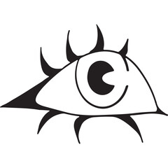 Hand drawn Funky Grunge Eye Design Element. Pop Art Emotional Bold Cut-out Eye Expression. 