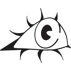 Hand drawn Funky Grunge Eye Design Element. Pop Art Emotional Bold Cut-out Eye Expression. 