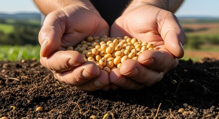 farmer holding soy