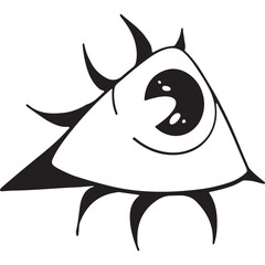 Hand drawn Funky Grunge Eye Design Element. Pop Art Emotional Bold Cut-out Eye Expression. 