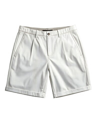 White shorts on a transparent background. The shorts feature a classic design with front pockets and a button closure. Ideal for mockup presentations.