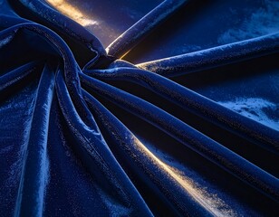 Blue Velvet Fabric Folds. Generated image