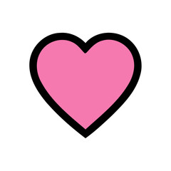Pink Heart Shape with Black Outline on White Background for Valentines Day