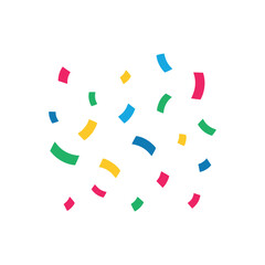 A simple and clean illustration of floating confetti pieces scattered across a pure white background in bright primary colors