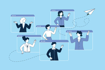 Diverse business team collaborating in a virtual online meeting