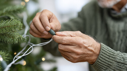 Ensuring safety by inspecting christmas light connections during holiday season