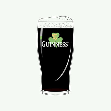 Pint of Guinness with subtle clover-shaped foam, dark stout tones, symbolizing Irish tradition