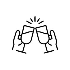 Hands clinking champagne glasses in celebration of new year  