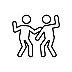 Two stick figures dancing joyfully together in celebration of new year  